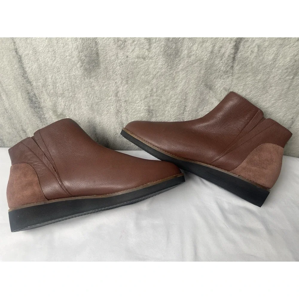 SoftWalk Wesley Ankle Boots Brown Leather, Women's 11W ‎ New